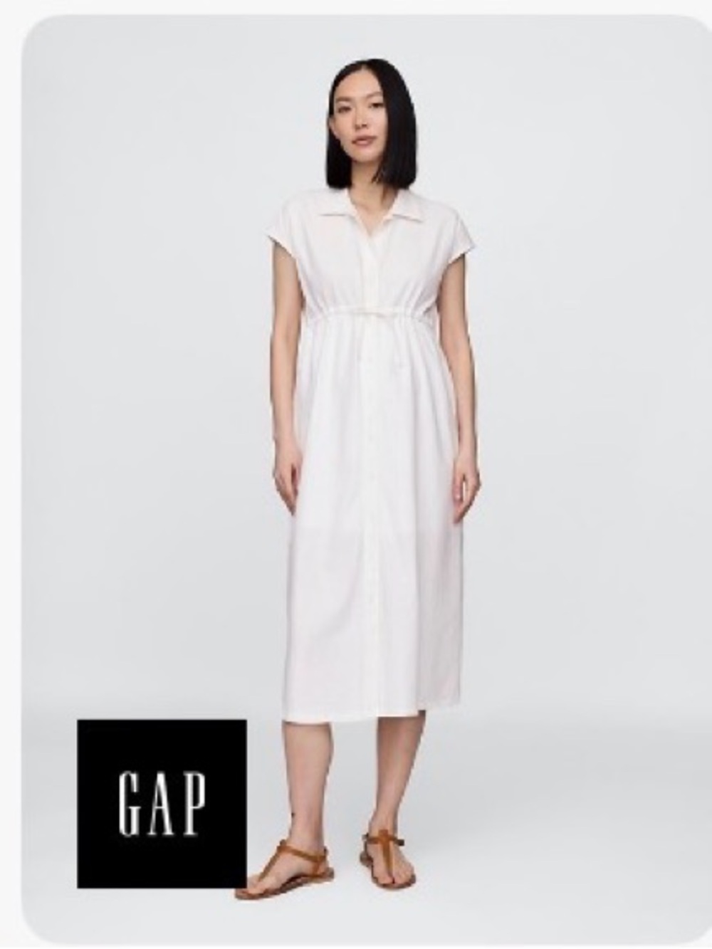 NWOT GAP White Button-Front maternity Midi Shirt Dress